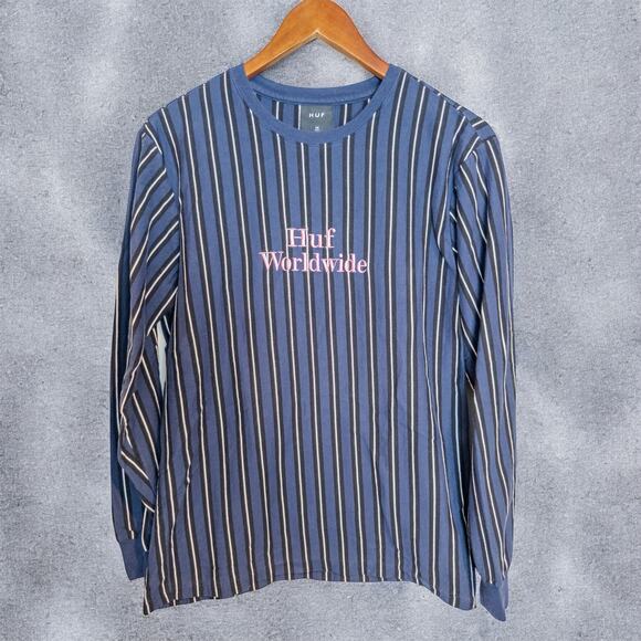 Huf Other - HUF Worldwide Striped Long Sleeve T Shirt Blue Cotton Size Medium